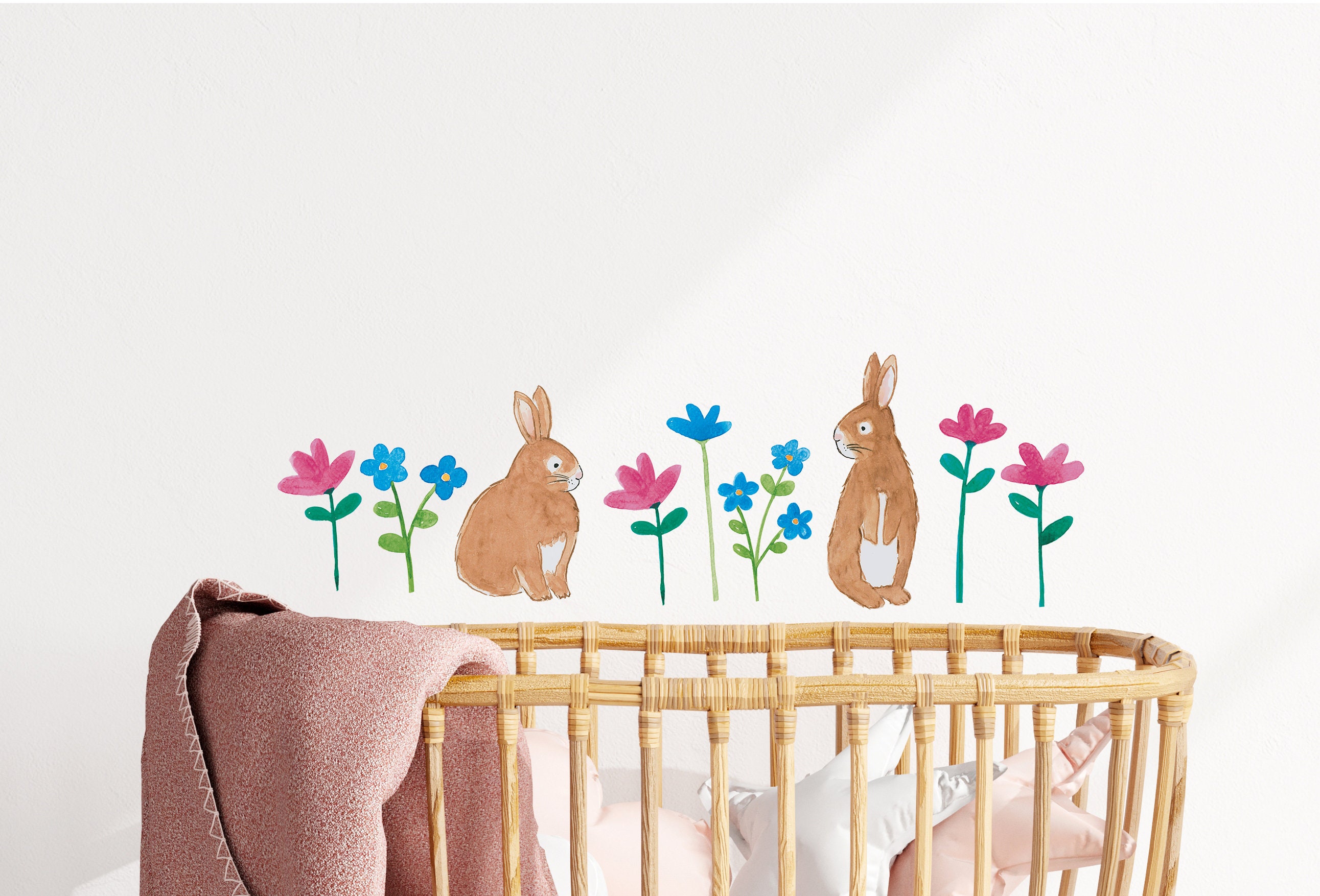 2 pièces Autocollant mural Pâques à imprimé lapin dessin animé