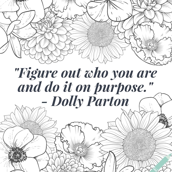 Colouring Page (PDF) - Dolly Parton - Printable Colouring Page - Mental Health - Affirmations - Self-Love