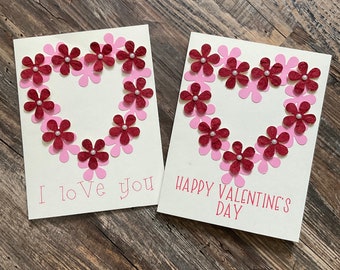 Valentines Greeting Card, I Love You Card, Blank Inside, Flower Heart, Just Because, Holiday Cards, Heart and Flowers, Every day card