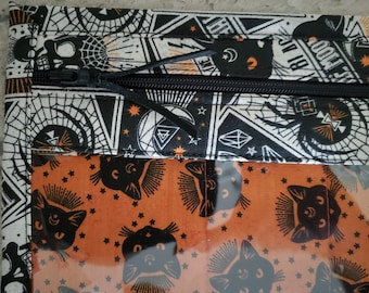 Cross Stitch Project Bag - Project Bag for Cross Stitch - Project bag organizer - Vinyl Front Cross Stitch Organization Bag-halloween