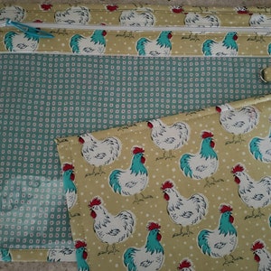 Cross Stitch Project Bag - Project Bag for Cross Stitch - Project bag organizer - Vinyl Front Cross Stitch Organization Bag-chickens