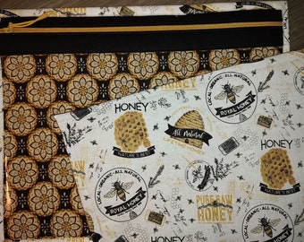 Bolsa para proyectos de punto de cruz - Bolsa para proyectos de punto de cruz - Organizador de bolsas para proyectos - Bolsa organizadora de punto de cruz con frente de vinilo - Bee Hive