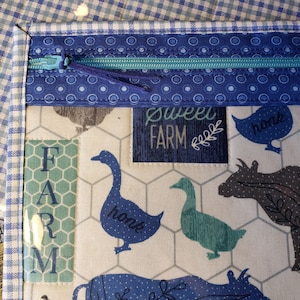 Cross Stitch Project Bag - Project Bag for Cross Stitch - Project bag organizer - Vinyl Front Cross Stitch Organization Bag-Farm Animals