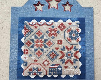 Cross Stitch Finishing kit-Mounting piece Cross stitch patriotic mounting board. Mounting board with stars-patriotic frame.