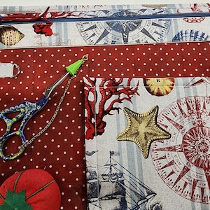Cross Stitch Project Bag - Project Bag for Cross Stitch - Project bag organizer-Vinyl Front Cross Stitch Organization Bag-Beach Themed Print