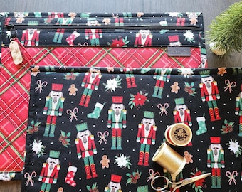 Cross Stitch Project Bag with vinyl front - Project Bag for Cross Stitch-bag organizer-Embroidery-Sewing-Needlepoint- Christmas