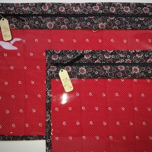 Cross Stitch Project Bag with vinyl front - Project Bag for Cross Stitch-bag organizer-Embroidery-Sewing-Needlepoint- flowers on black