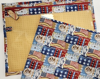 Cross Stitch Project Bag-Vinyl Front Project Bag-Embroidery Project Bag-Needlework Project Bag-Sewing - Tapestry-Needle Point - Patriotic