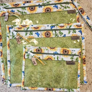 Cross Stitch Project Bag - Project Bag for Cross Stitch - Project bag organizer - Vinyl Front Cross Stitch Organization Bag - Sunflowers