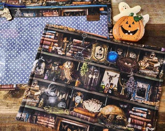 Bolsa para proyectos de punto de cruz - Bolsa organizadora para proyectos de punto de cruz - Bolsa organizadora de punto de cruz con frente de vinilo - Halloween