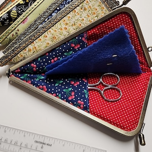 Needlework Scissor Case with Metal Clasp- Scissor Keeper-Needlework Scissor Organizer Case with Metal Clasp- Needlework Tool Organizer