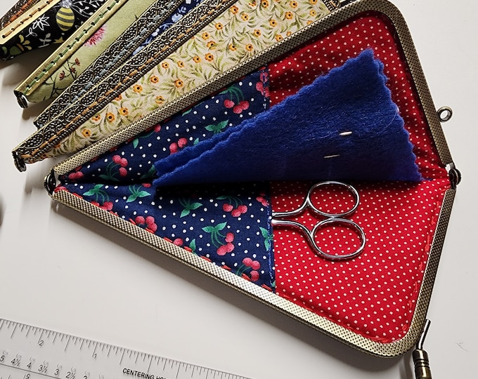 Needlework Scissor Case with Metal Clasp- Scissor Keeper-Needlework Scissor Organizer Case with Metal Clasp- Needlework Tool Organizer