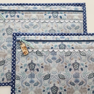 Cross Stitch Project Bag - Project Bag for Cross Stitch - Project bag organizer - Vinyl Front Cross Stitch Organization Bag - turtles