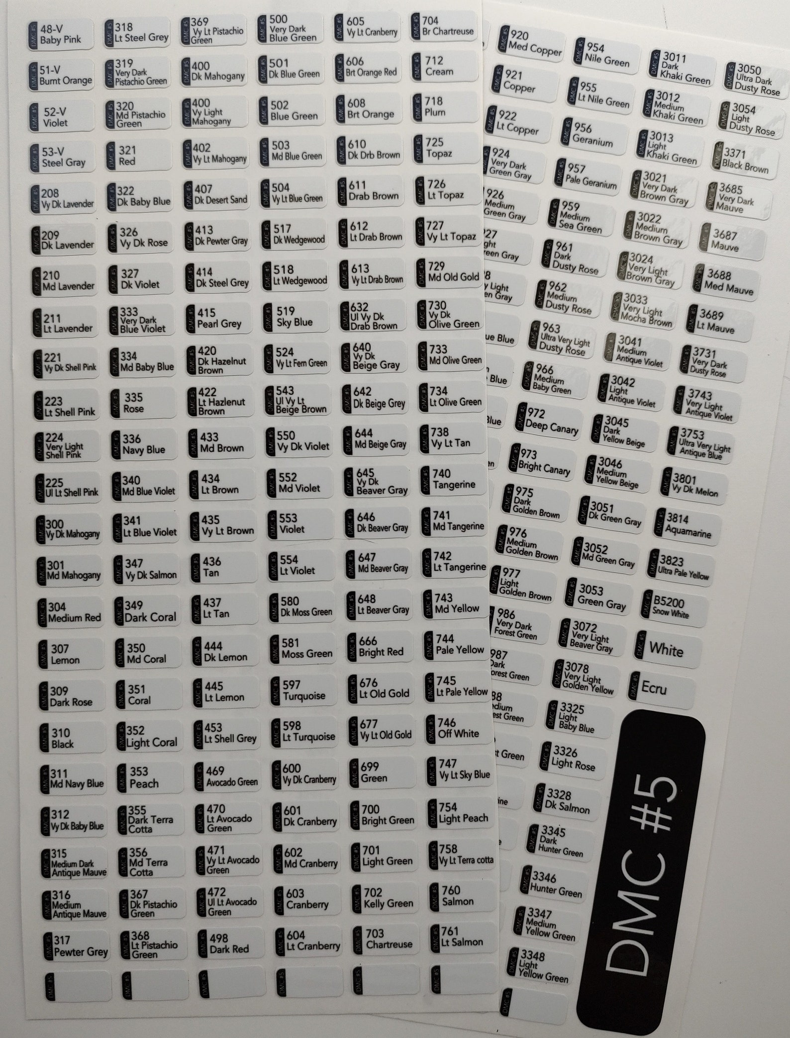 Floss Labelsdmc Cottondmc Light Effectsdmc Colorisdmc Etsy