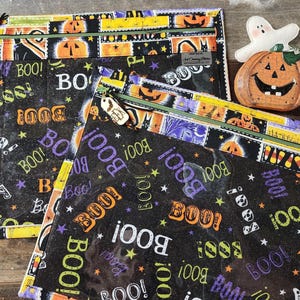 Cross Stitch Project Bag - Project Bag for Cross Stitch-Project bag organizer - Vinyl Front Cross Stitch Organization Bag-Halloween pumpkins