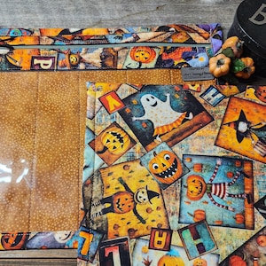 Cross Stitch Project Bag - Project Bag for Cross Stitch-Project bag organizer - Vinyl Front Cross Stitch Organization Bag-Halloween Collage