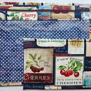 Cross Stitch Project Bag with vinyl front - Project Bag for Cross Stitch-bag organizer-Embroidery-Sewing-Needlepoint- Vintage Fruit