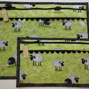 Cross Stitch Project Bag with vinyl front - Project Bag for Cross Stitch-bag organizer-Embroidery-Sewing-Needlepoint- Sheep