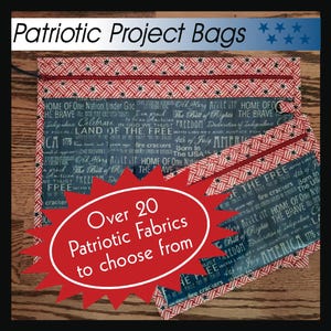 Cross Stitch Project Bag - Project Bag for Cross Stitch - Project bag organizer - Vinyl Front Cross Stitch Organization Bag-July 4-Patriotic