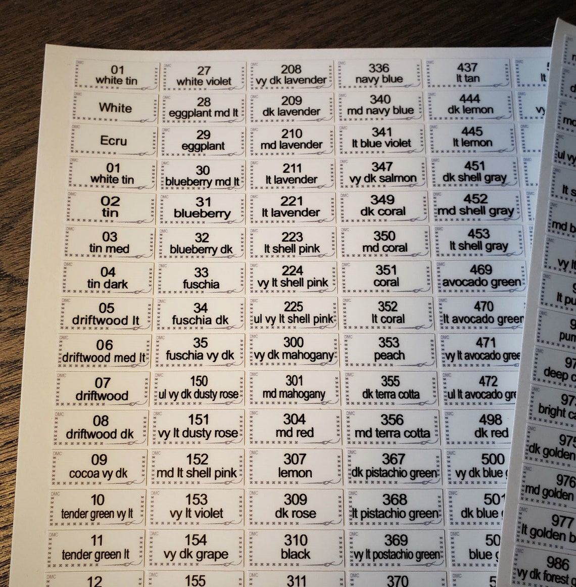 Floss Color Number LabelsDMC Weeks Dye Works Classic Color Etsy