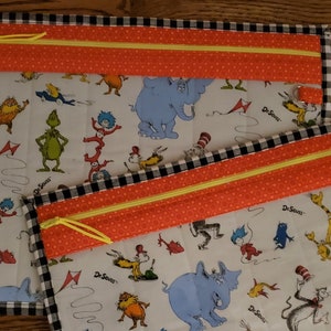 Cross Stitch Project Bag - Project Bag for Cross Stitch - Project bag organizer - Vinyl Front Cross Stitch Organization Bag-Dr Suess