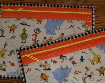 Cross Stitch Project Bag - Project Bag for Cross Stitch - Project bag organizer - Vinyl Front Cross Stitch Organization Bag-Dr Suess