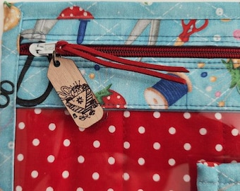 Bolsa para proyectos de punto de cruz - Bolsa para proyectos de punto de cruz - Organizador de bolsas para proyectos - Bolsa organizadora de punto de cruz con frente de vinilo - Costura