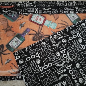 Cross Stitch Project Bag - Project Bag for Cross Stitch - Project bag organizer - Vinyl Front Cross Stitch Organization Bag-halloween
