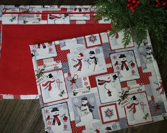 Snowman Cross Stitch Project Bag - Vinyl Front Needlework Organizer-Cross Stitch Storage Bag-Gift for Stitcher