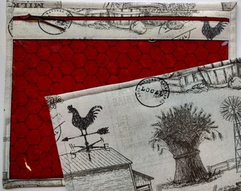 Farmhouse Cross Stitch Project Bag – Vinyl Front Needlework Organizer-Cross Stitch Storage Bag-Gift For Stitcher