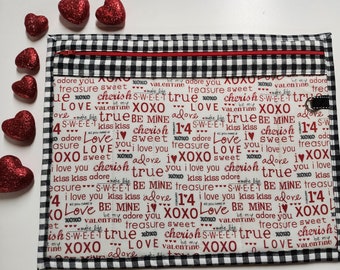 Cross Stitch Project Bag - Project Bag for Cross Stitch - Project bag organizer-Vinyl Front Cross Stitch Organization Bag-Valentine
