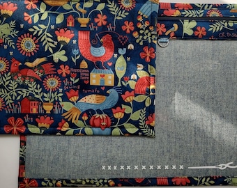 Bolsa para Projetos de Ponto Cruz - Bolsa para Projetos com Frente de Vinil - Bolsa para Projetos de Bordado - Bolsa para Projetos de Bordado - Costura - Tapeçaria - Ponta de Agulha - Costura