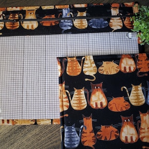 Bolsa para proyectos de punto de cruz - Bolsa organizadora para proyectos de punto de cruz - Bolsa organizadora de punto de cruz con frente de vinilo - Gatos
