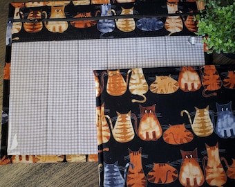 Cat Print Cross Stitch Project Bag – Vinyl Front Needlework Organizer-Cross Stitch Storage Bag-Gift for Stitcher
