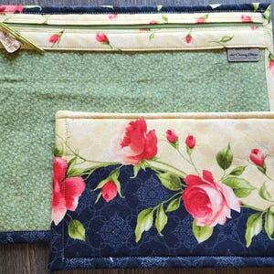 Cross Stitch Project Bag - Project Bag for Cross Stitch - Project bag organizer - Vinyl Front Cross Stitch Organization Bag -Roses