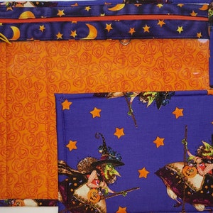 Cross Stitch Project Bag with vinyl front - Project Bag for Cross Stitch-bag organizer-Embroidery-Sewing-Needlepoint- Halloween