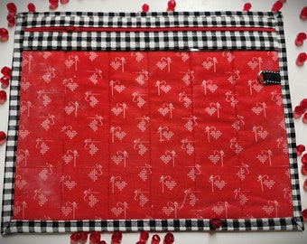 Bolsa para proyectos de punto de cruz - Bolsa para proyectos de punto de cruz - Organizador de bolsas para proyectos - Bolsa organizadora de punto de cruz con frente de vinilo - Tema de punto de cruz