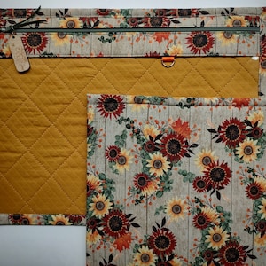 Cross Stitch Project Bag-Cross Stitch-Project bag organizer -Vinyl Front Cross Stitch Organization Bag - Fall Daisys