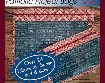 Kreuzstich Projekttasche - Projekttasche für Kreuzstich - Projekttaschen-Organizer - Vinyl Front Kreuzstich Organisationstasche-Juli 4-Patriotisch