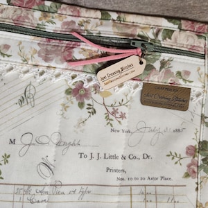 Cross Stitch Project Bag - Project Bag for Cross Stitch - Project bag organizer - Vinyl Front Cross Stitch Organization Bag - Vintage Roses