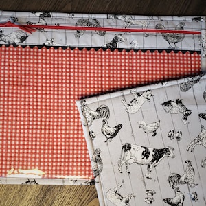 Cross Stitch Project Bag - Project Bag for Cross Stitch - Project bag organizer - Vinyl Front Cross Stitch Organization Bag-Farm Animals