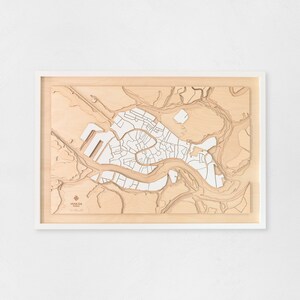 Venise - Carte géographique en bois avec reliefs des profondeurs de la mer