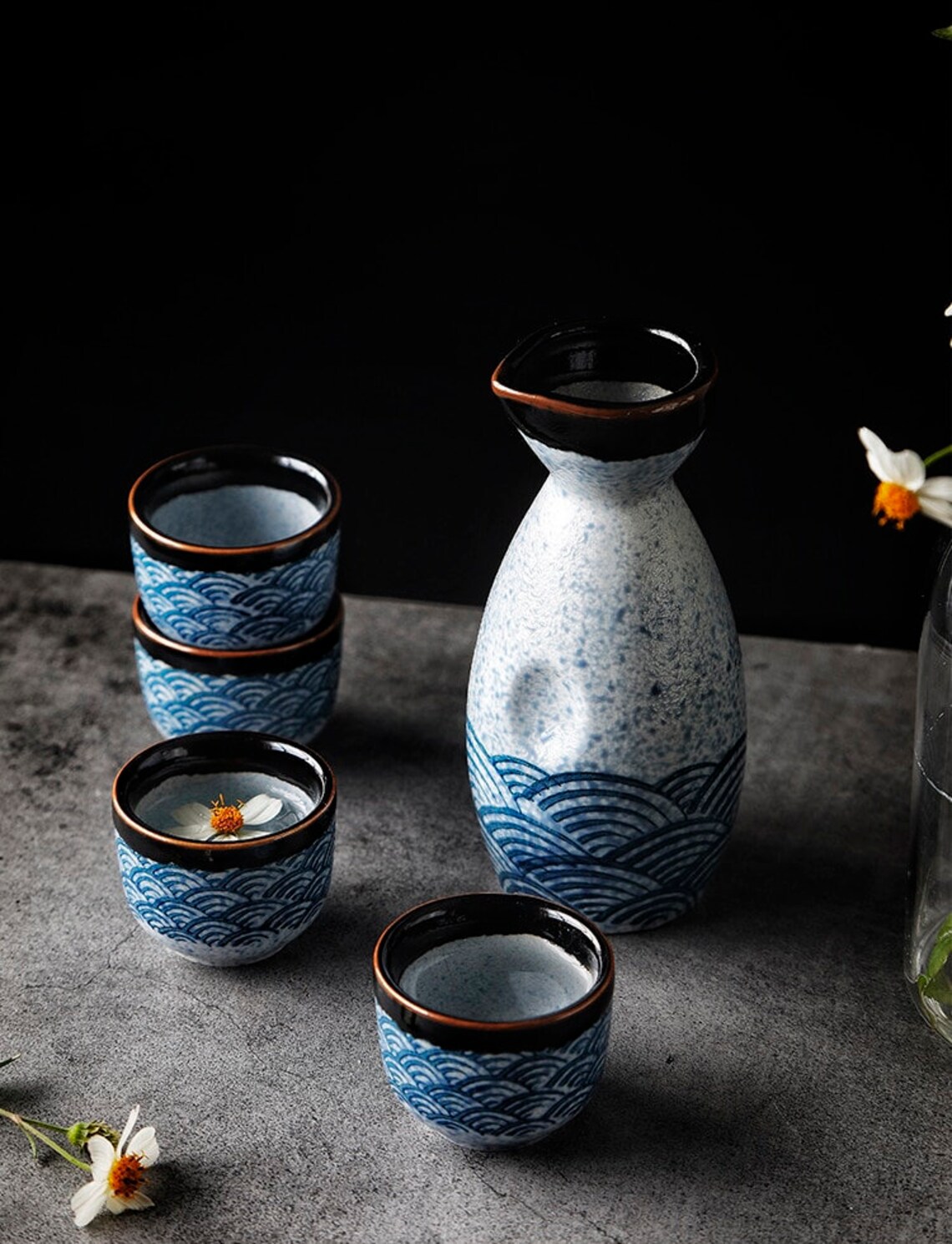 5pcs Japanese Sake Set Handmade Ceramic Sake Set Wine Set Etsy