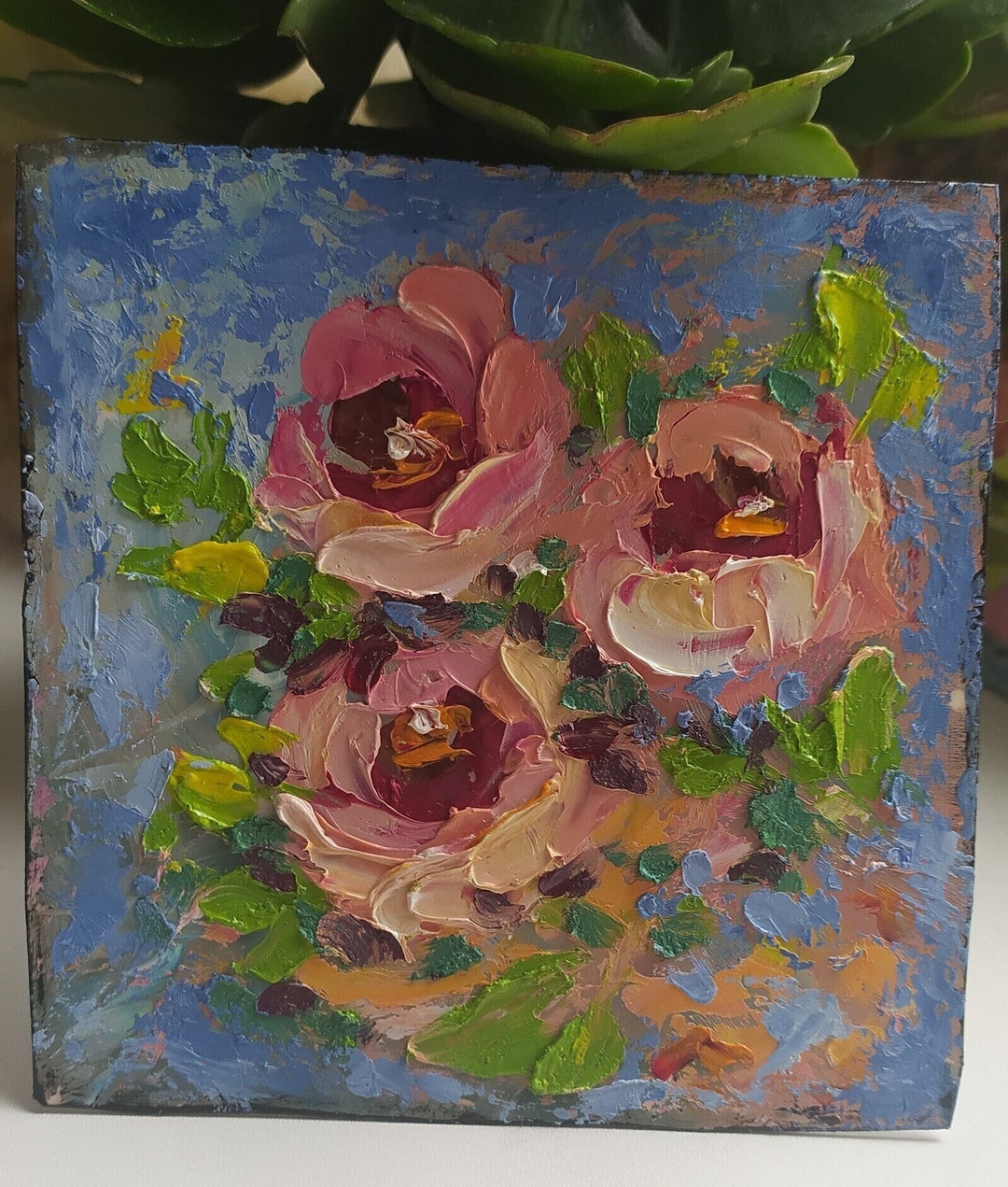 Empasto Oil Painting Roses Palette Knife Flower Painting Abstract ...