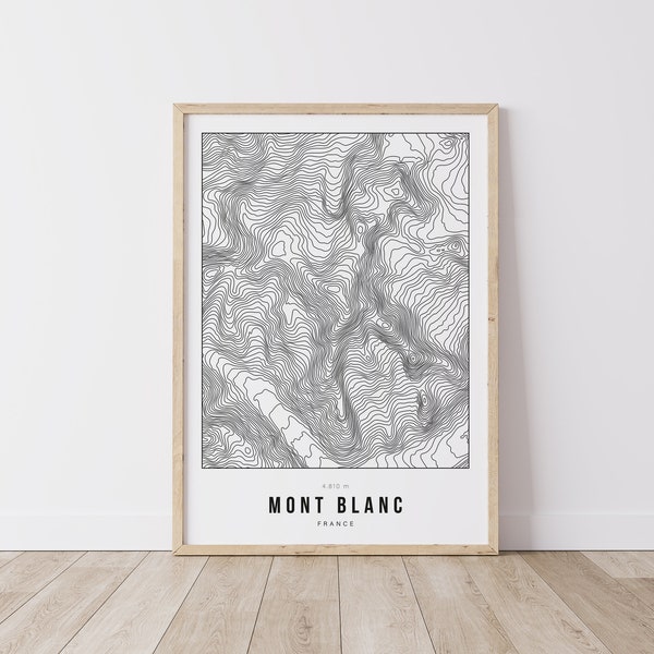 Poster Mont Blanc Berg Topografie