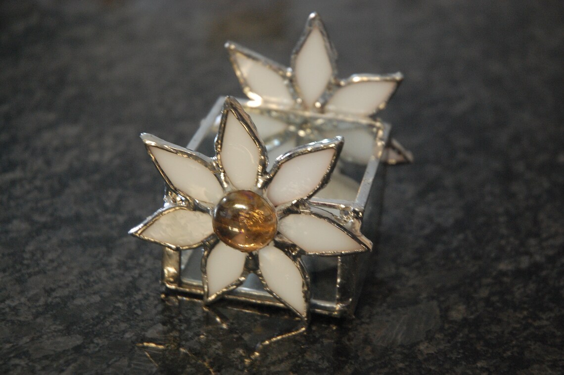 Stained glass tea light candle holder Etsy