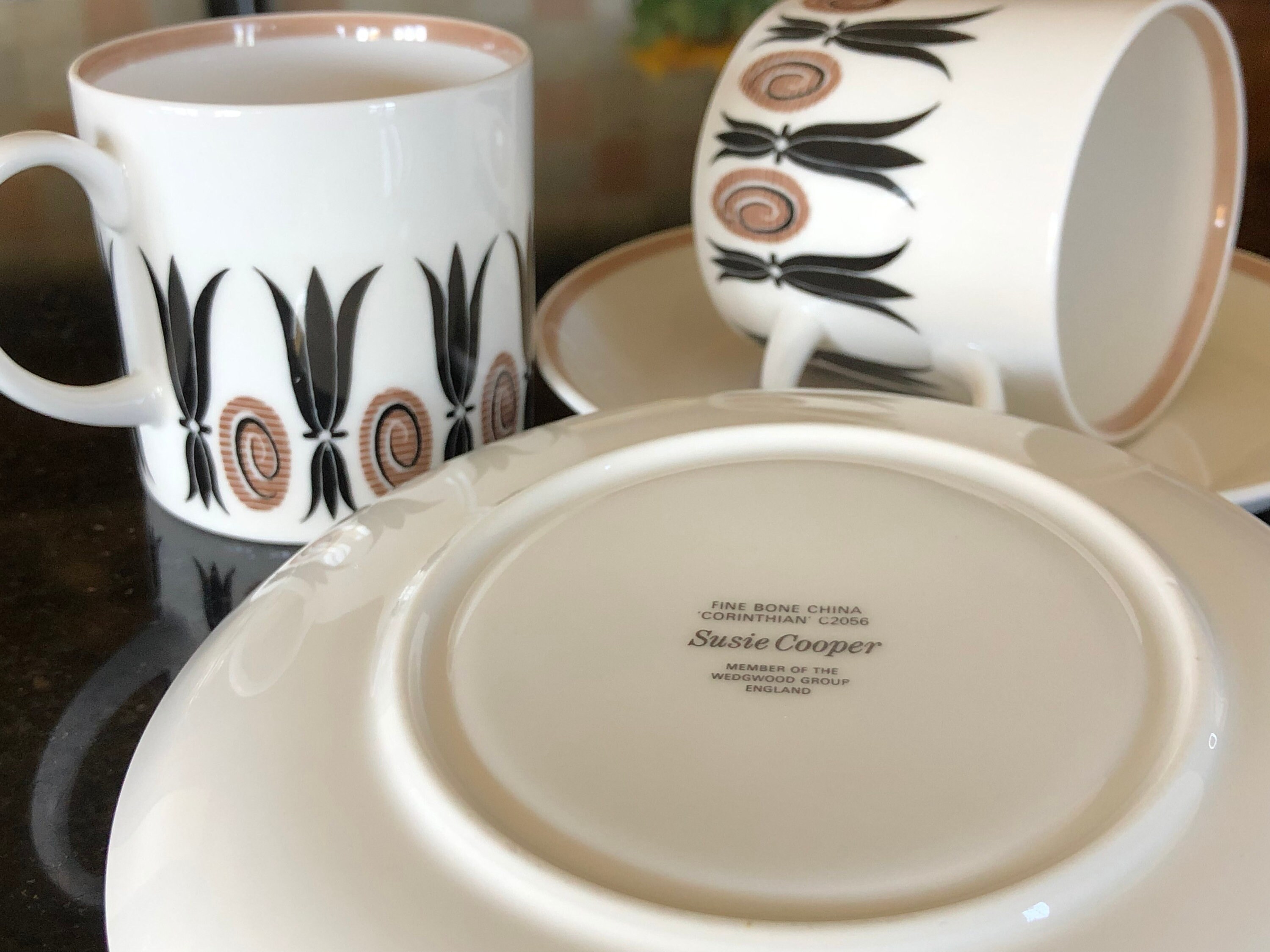 Vintage Wedgwood Susie Cooper Corinthian Coffee Can and Saucer X2