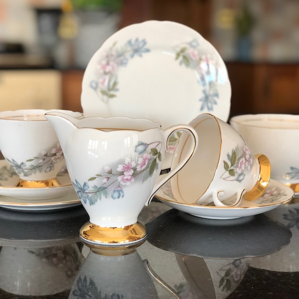 Vintage Gladstone ‘Drury Lane’ Bone China -Tea Set for Two