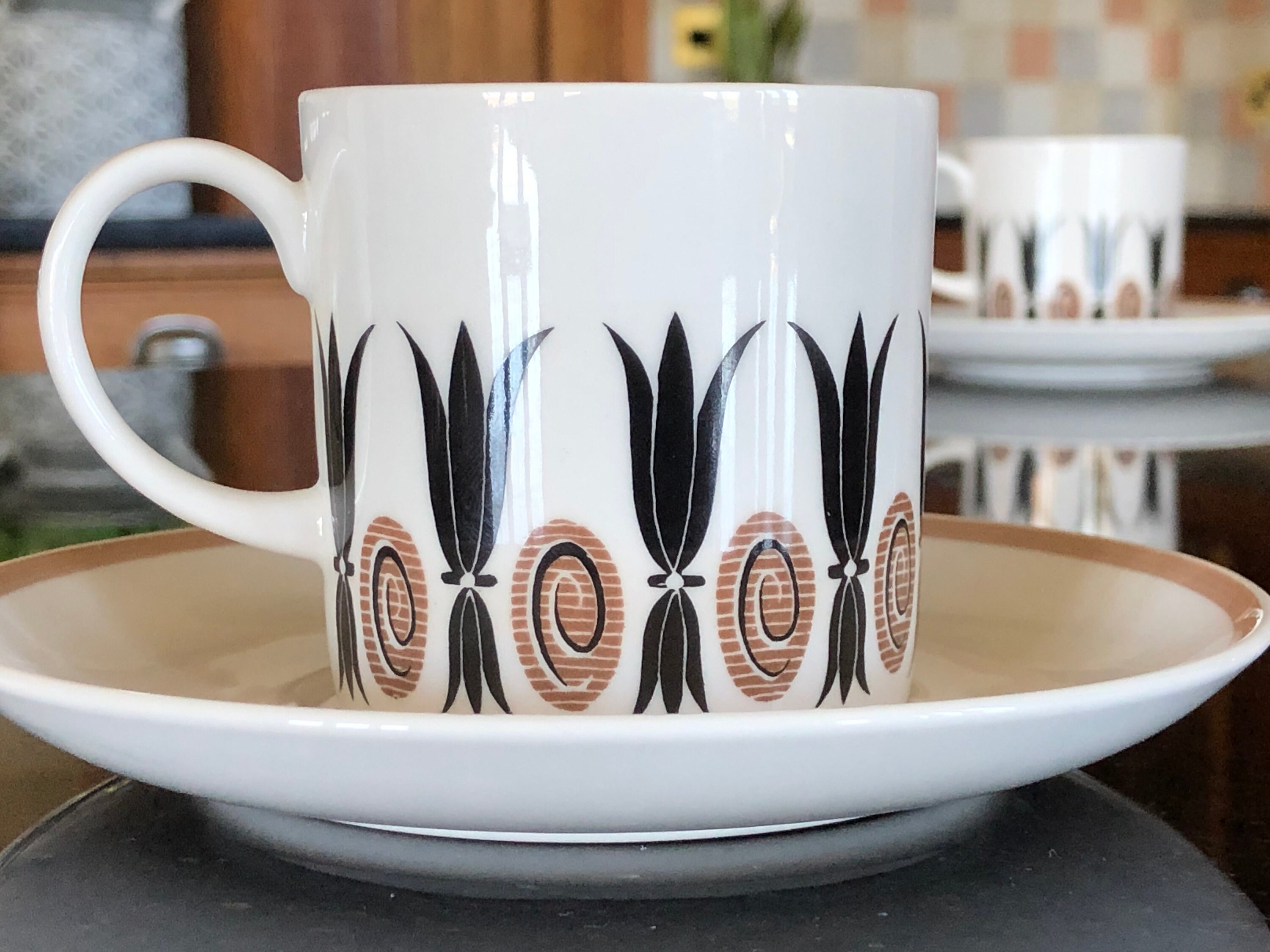 Vintage Wedgwood Susie Cooper Corinthian Coffee Can and Saucer X2