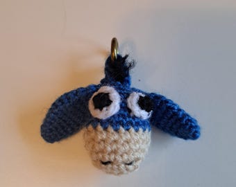 Amigurumi, crochet animal, donkey, Eeyore, keyring, lucky charm, decoration, pendant, pocket charm